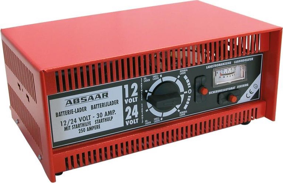Universeel Absaar Professionele Acculader 12/24 Volt 25-350 Ah 40a - Rood