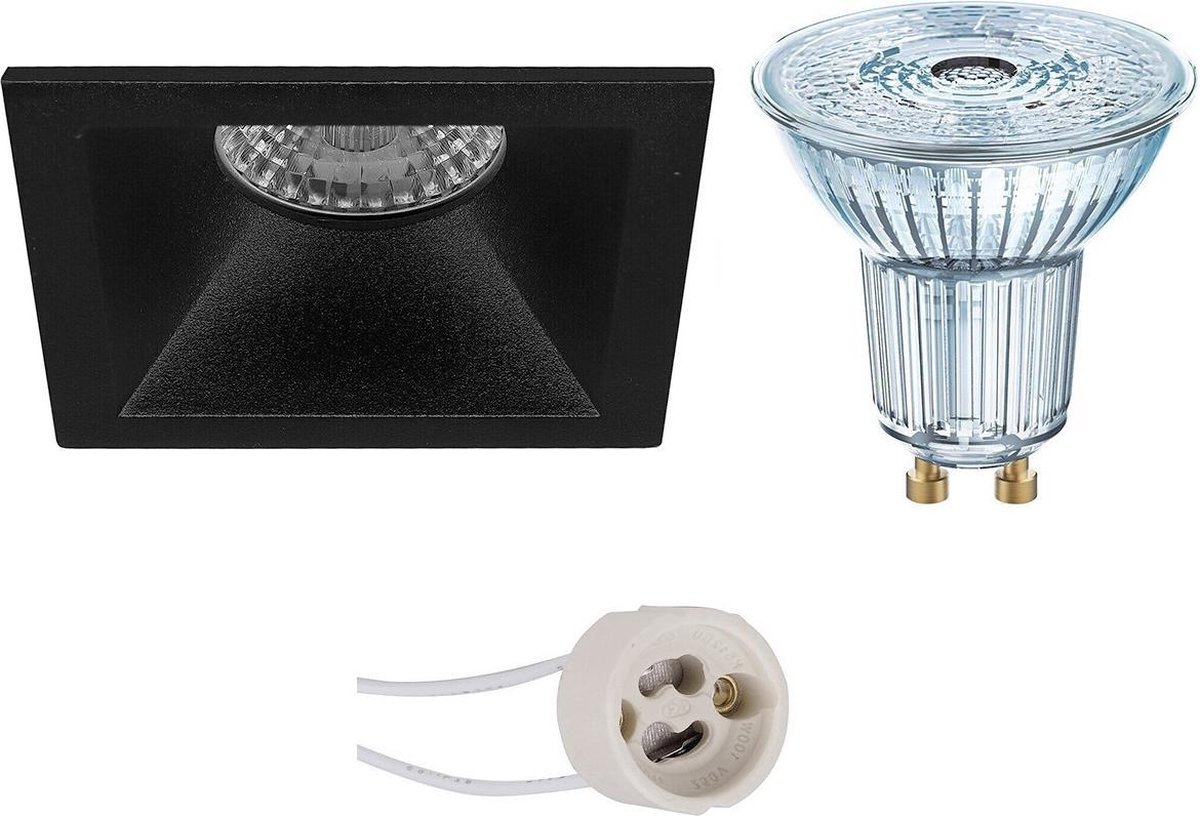 Osram - Led Spot Set - Parathom Par16 930 36d - Pragmi Pollon Pro - Gu10 Fitting - Dimbaar - Inbouw Vierkant - Mat - Zwart