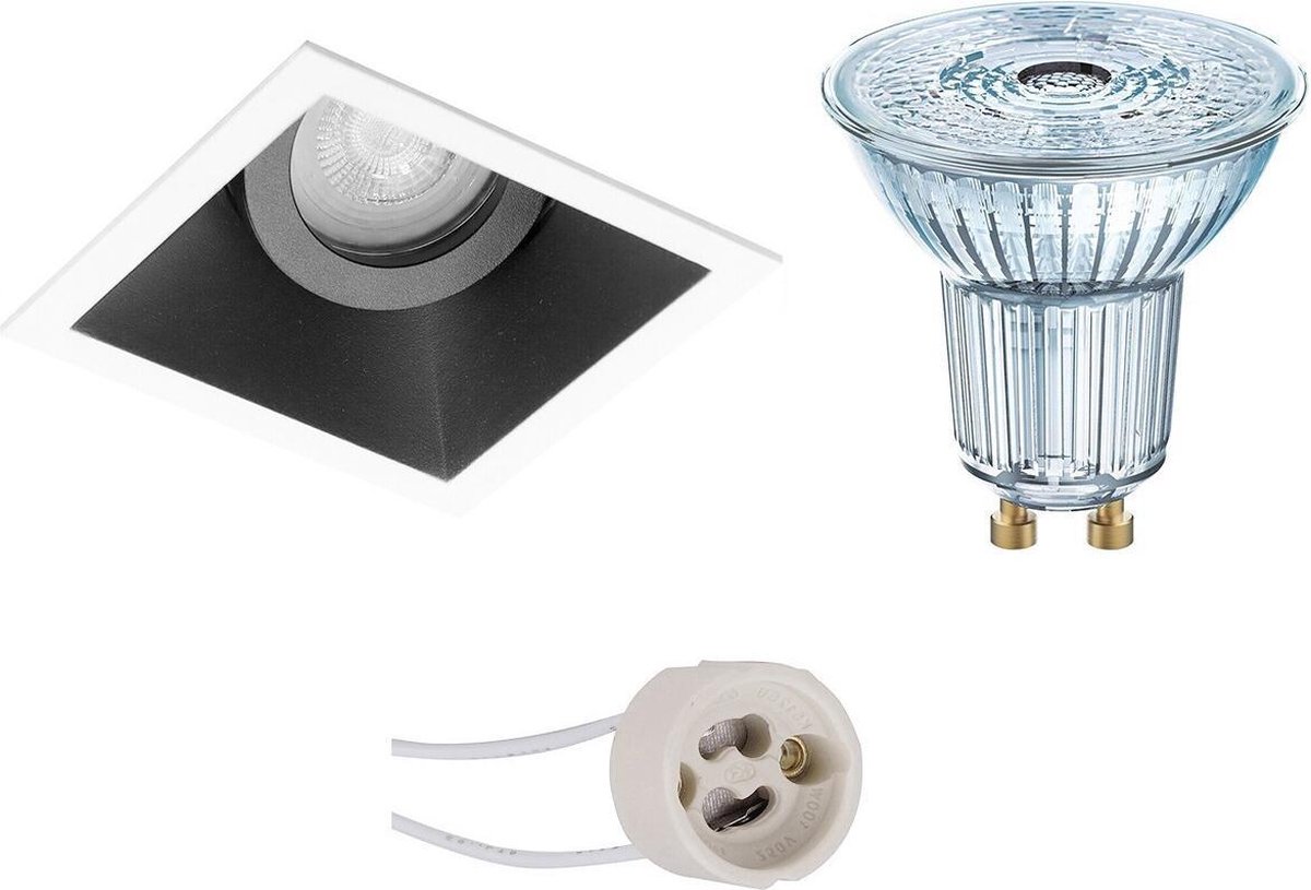 Osram - Led Spot Set - Parathom Par16 940 36d - Pragmi Zano Pro - Gu10 Fitting - Dimbaar - Inbouw Vierkant - Mat - Zwart