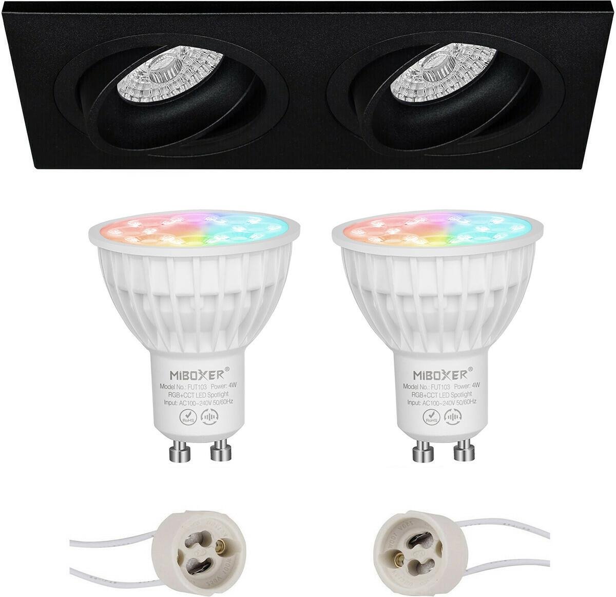 Mi-light - Led Spot Set Gu10 - Smart Led - Wifi Led - Slimme Led - 4w - Rgb+cct - Aanpasbare Kleur - Dimbaar - Pragmi - Zwart