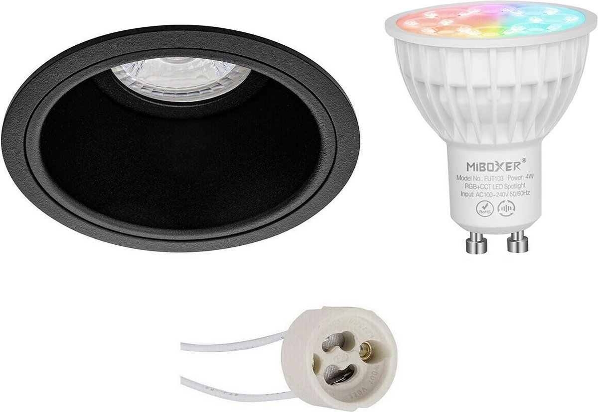 Mi-light - Led Spot Set Gu10 - Smart Led - Wifi Led - Slimme Led - 4w - Rgb+cct - Aanpasbare Kleur - Dimbaar - Pragmi - Zwart