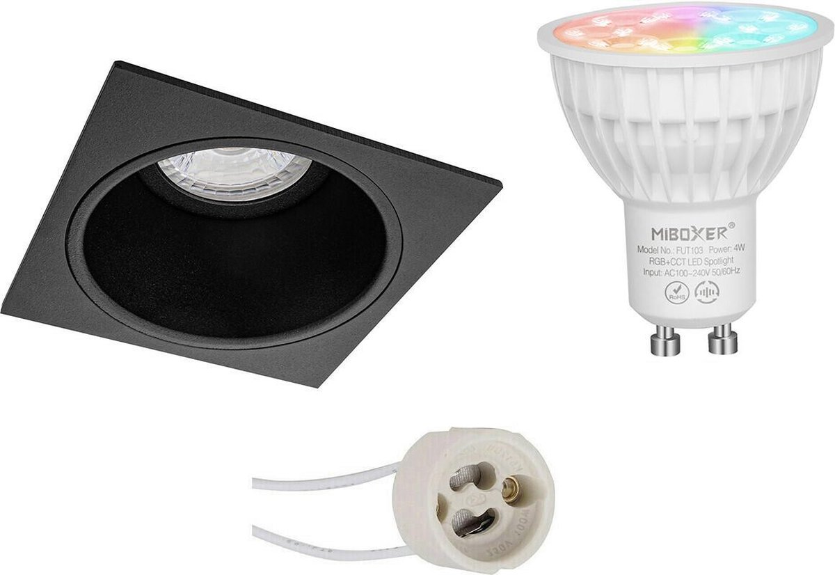 Mi-light - Led Spot Set Gu10 - Smart Led - Wifi Led - Slimme Led - 4w - Rgb+cct - Aanpasbare Kleur - Dimbaar - Pragmi - Zwart