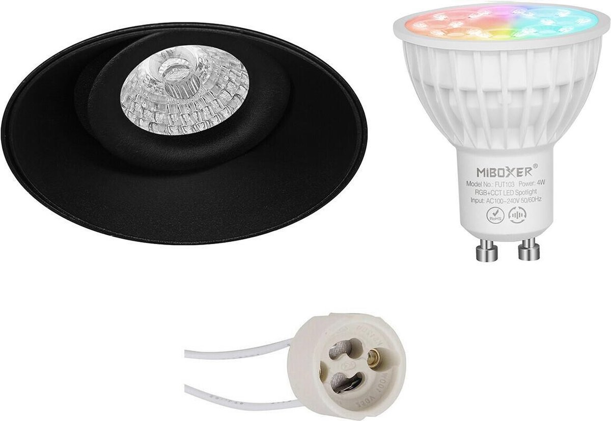 Mi-light - Led Spot Set Gu10 - Smart Led - Wifi Led - Slimme Led - 4w - Rgb+cct - Aanpasbare Kleur - Dimbaar - Pragmi - Zwart