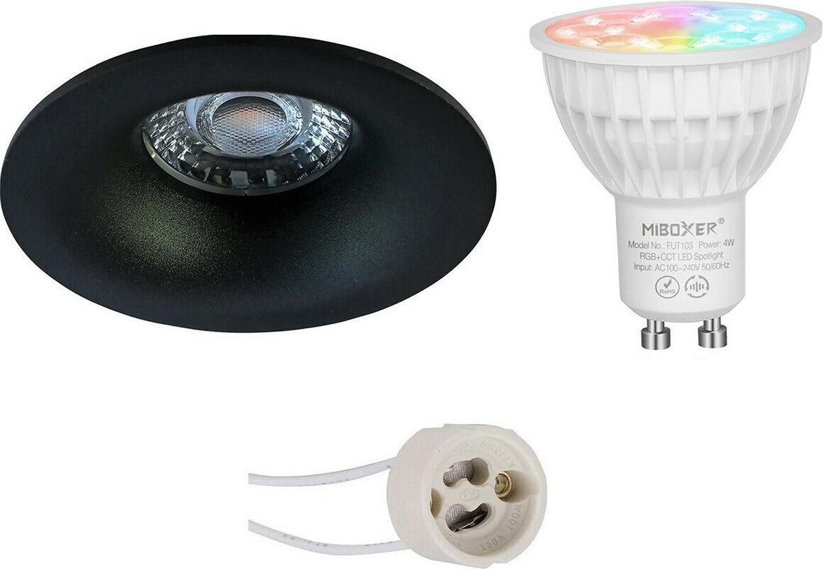 Mi-light - Led Spot Set Gu10 - Smart Led - Wifi Led - Slimme Led - 4w - Rgb+cct - Aanpasbare Kleur - Dimbaar - Pragmi - Zwart