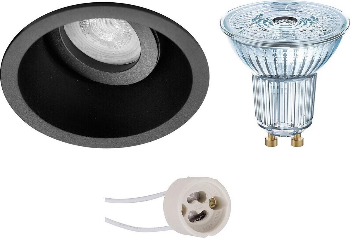 Osram - Led Spot Set - Parathom Par16 930 36d - Pragmi Zano Pro - Gu10 Fitting - Dimbaar - Inbouw Rond - Mat - - Zwart