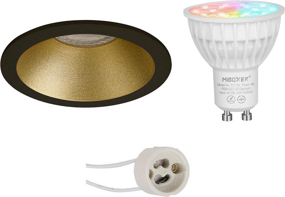 Mi-light - Led Spot Set Gu10 - Smart Led - Wifi Led - Slimme Led - 4w - Rgb+cct - Aanpasbare Kleur - Dimbaar - Pragmi - Zwart