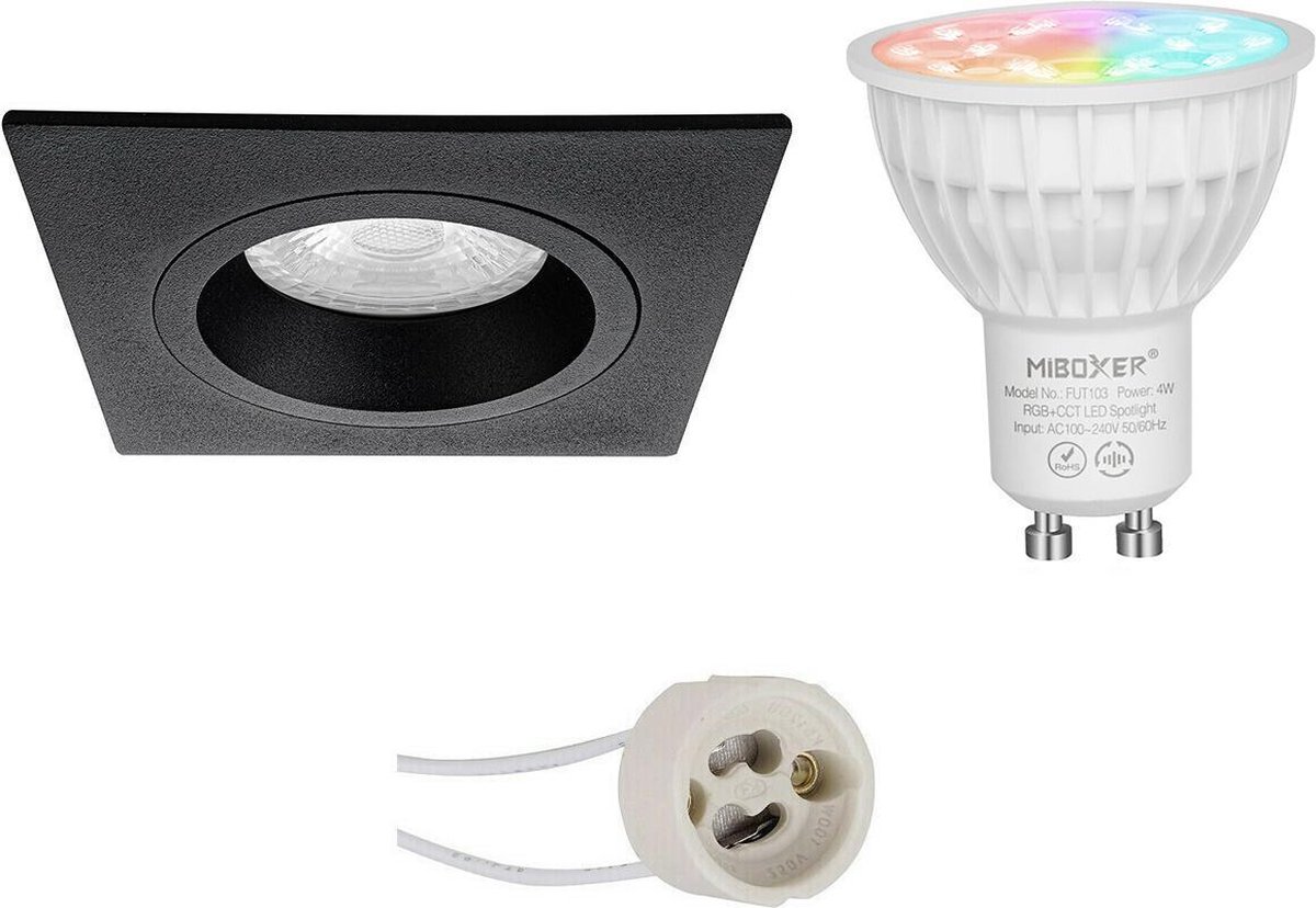 Mi-light - Led Spot Set Gu10 - Smart Led - Wifi Led - Slimme Led - 4w - Rgb+cct - Aanpasbare Kleur - Dimbaar - Pragmi - Zwart