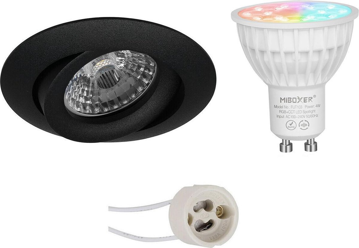 Mi-light - Led Spot Set Gu10 - Smart Led - Wifi Led - Slimme Led - 4w - Rgb+cct - Aanpasbare Kleur - Dimbaar - Pragmi - Zwart