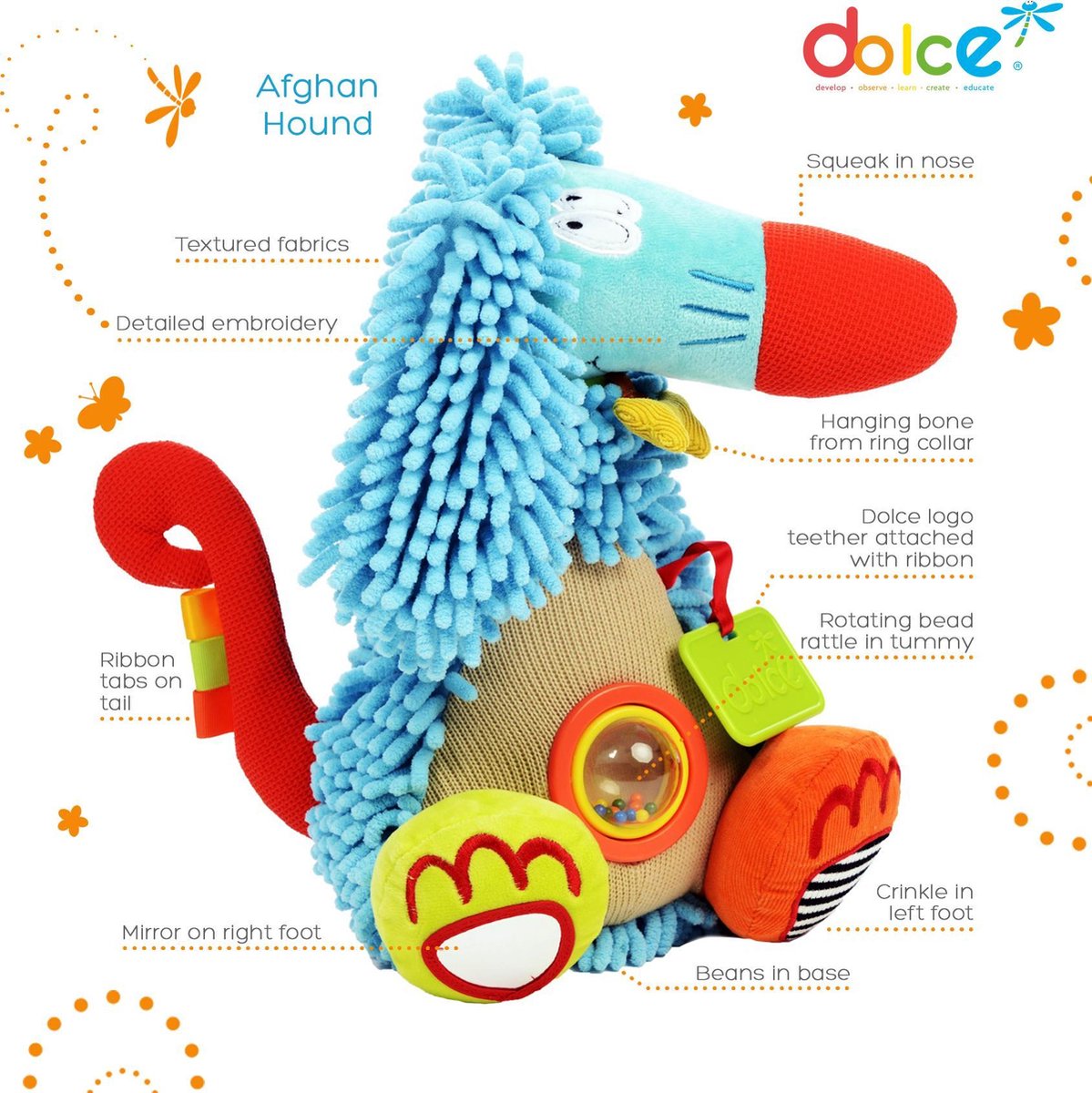 Dolce Toys Dolce Knuffel - De Afghaanse Windhond