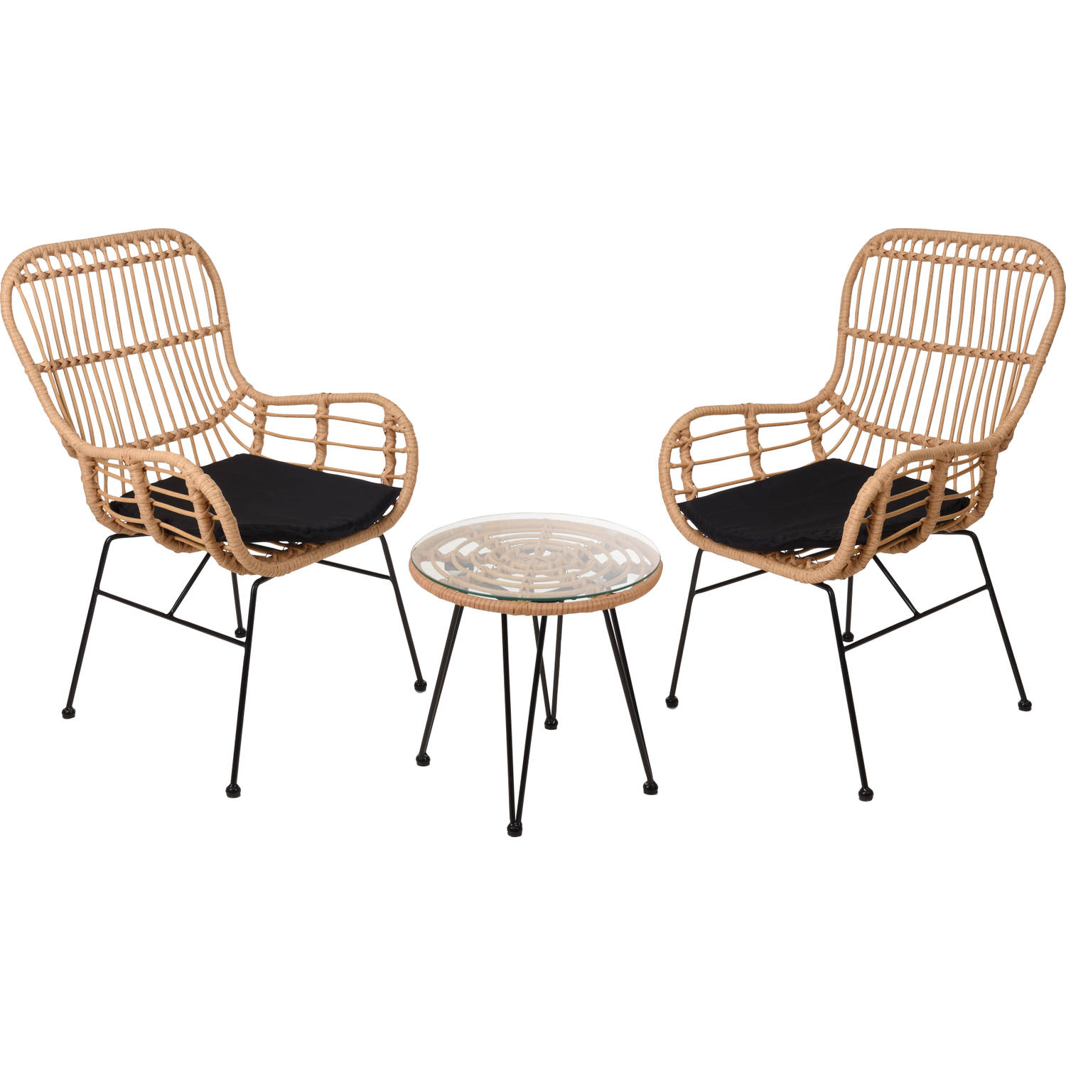 Relaxwonen - Tuinset Rotan - 2 Stoelen & Tafel - Kwaliteit - Trend 2021 - Bruin