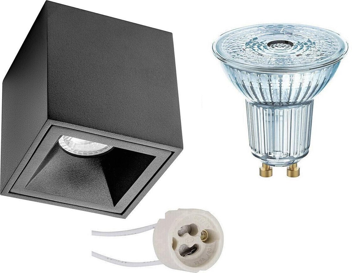 Osram - Opbouwspot Set - Parathom Par16 930 36d - Pragmi Cliron Pro - Gu10 Fitting - Dimbaar - Opbouw Vierkant - Mat - Zwart