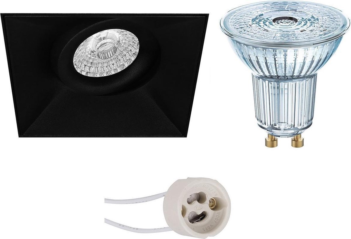 Osram - Led Spot Set - Parathom Par16 940 36d - Pragmi Nivas Pro - Gu10 Fitting - Dimbaar - Inbouw Vierkant - Mat - Zwart