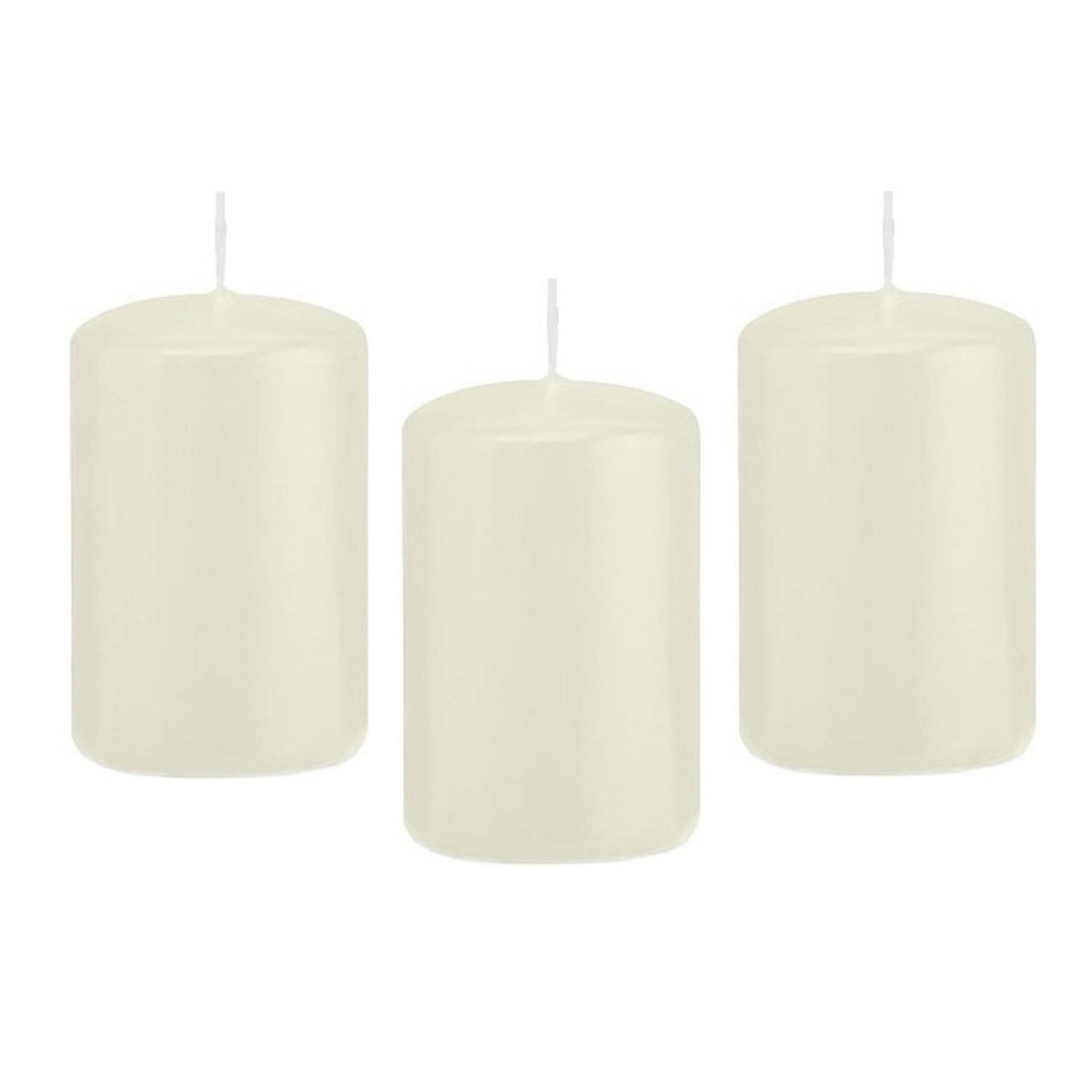 Trend Candles 8x Stuks Ivoorte Cilinderkaars/stompkaars 5 X 8 Cm 18 Branduren - Geurloze Kaarsen - Woondecoraties - Wit