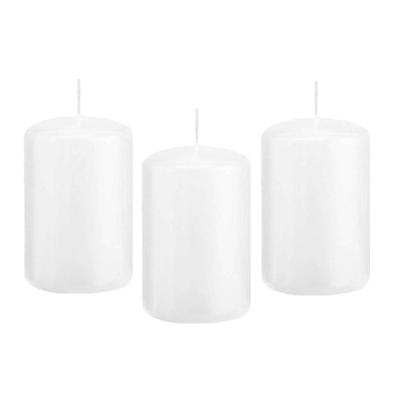 Trend Candles 8x Stukste Cilinderkaars/stompkaars 5 X 8 Cm 18 Branduren - Geurloze Kaarsen - Stompkaarsen - Wit