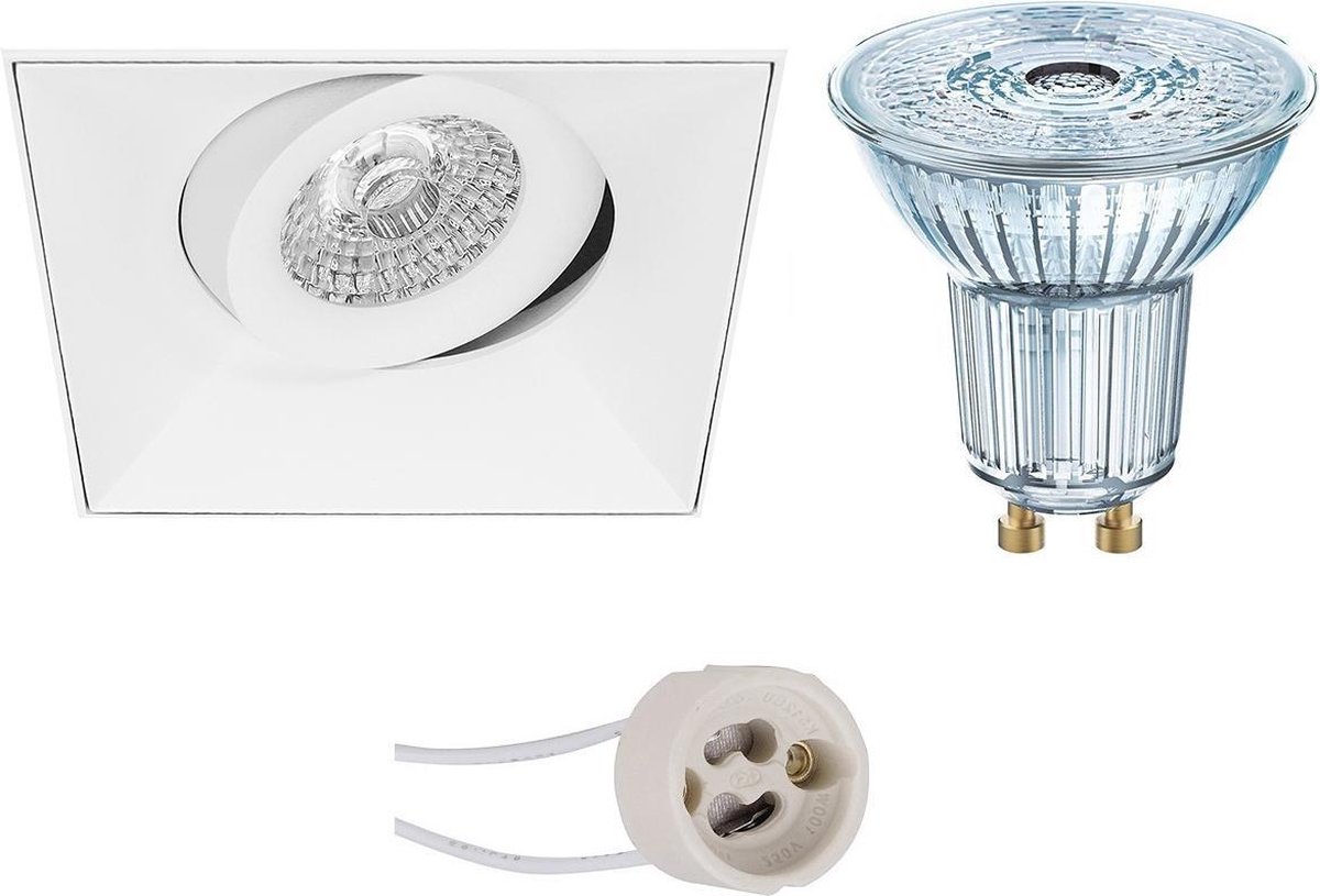 Osram - Led Spot Set - Parathom Par16 940 36d - Pragmi Nivas Pro - Gu10 Fitting - Dimbaar - Inbouw Vierkant - Mat - - Wit