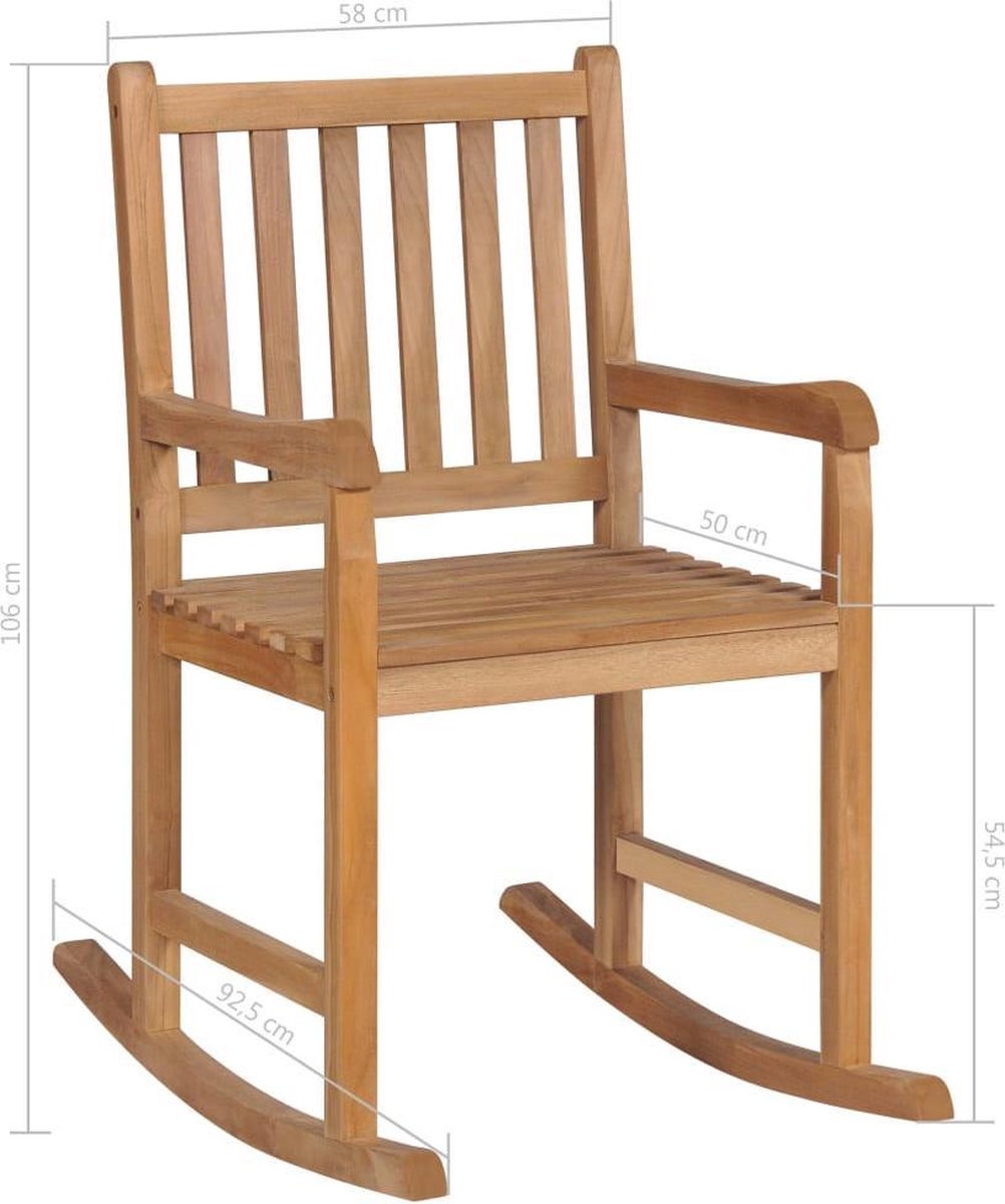 Vidaxl Schommelstoel Met Kussen Massief Teakhout - Bruin