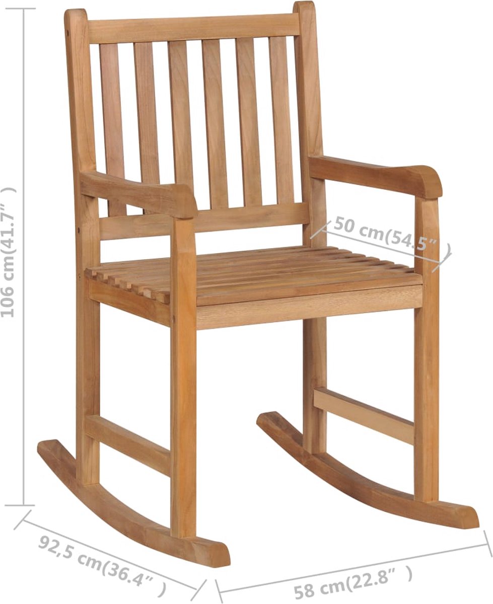 Vidaxl Schommelstoel Met Kussen Massief Teakhout - Bruin