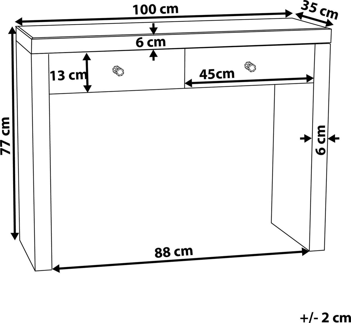 Beliani Marle Kaptafel Glas 35 X 100 Cm - Silver