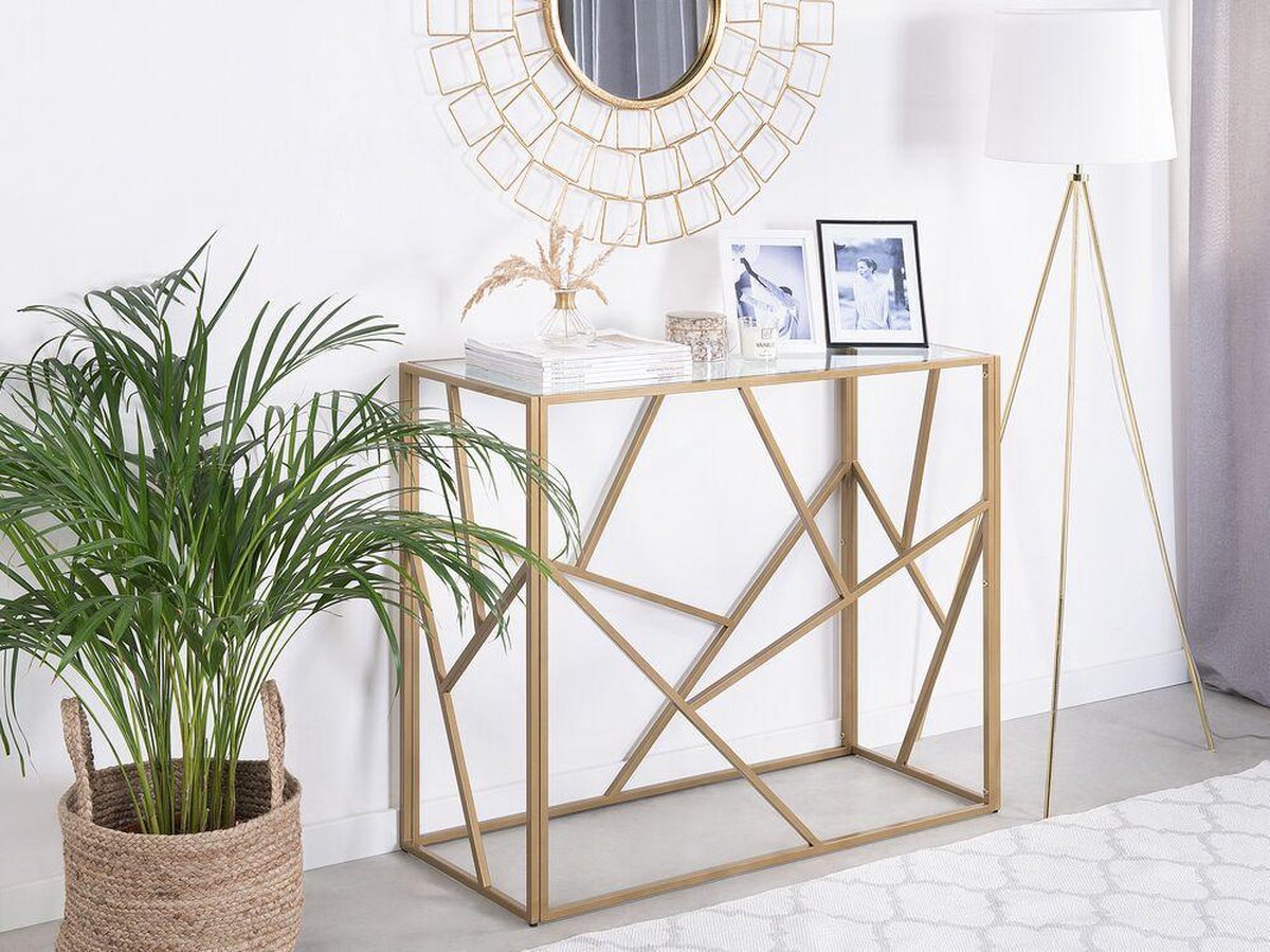 Beliani Orland Kaptafel Glas 40 X 100 Cm - Goud