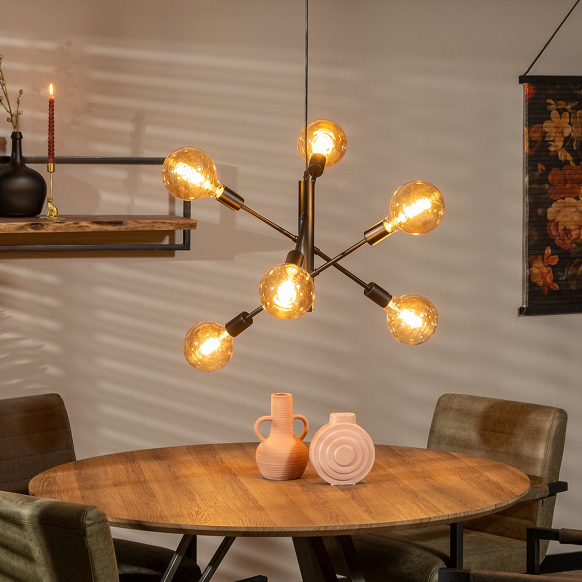 Bronx71 Hanglamp Harvey 6-lichts - Zwart