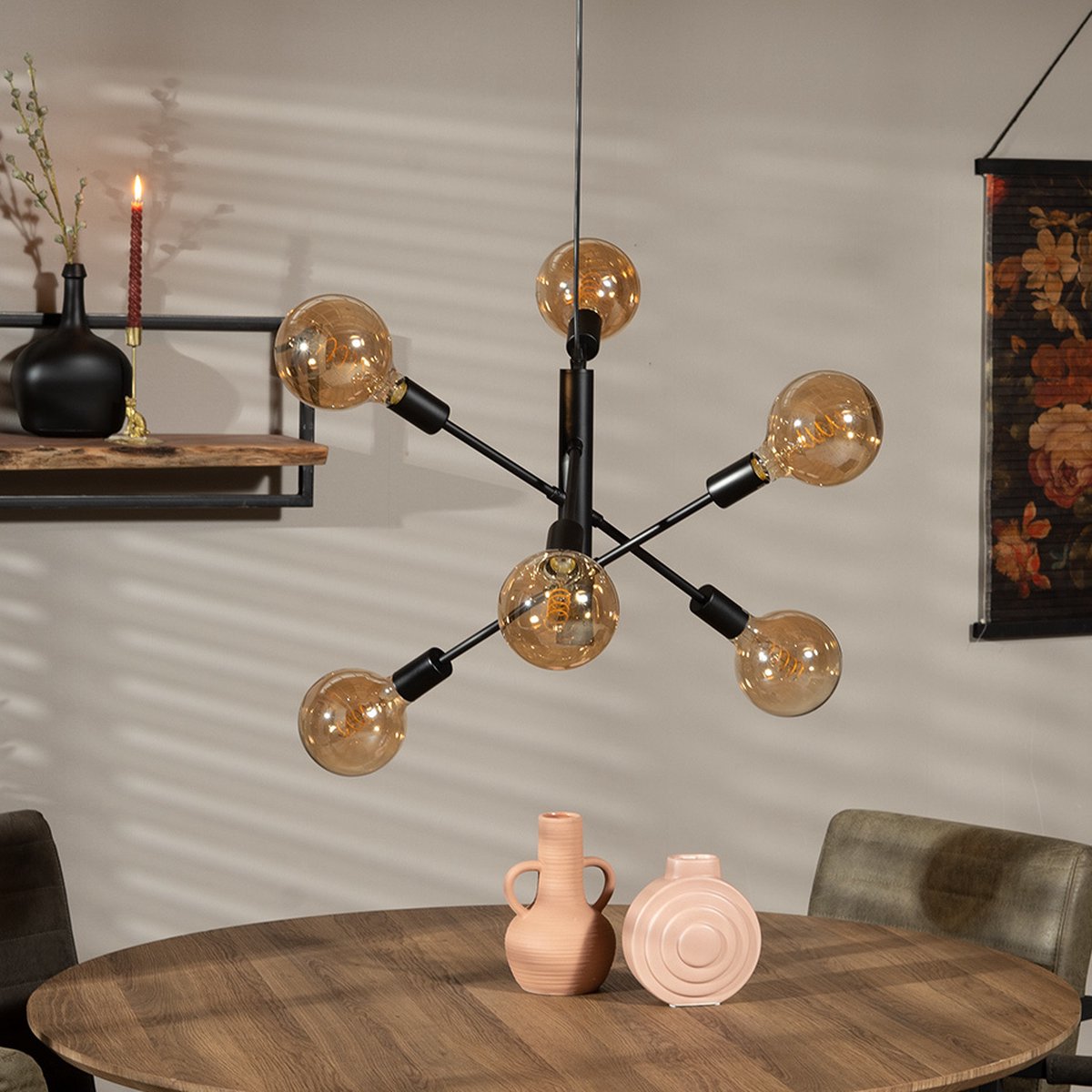 Bronx71 Hanglamp Harvey 6-lichts - Zwart