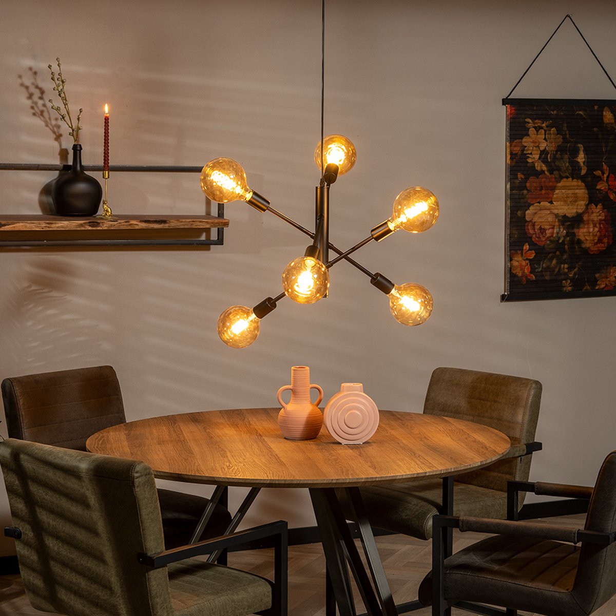 Bronx71 Hanglamp Harvey 6-lichts - Zwart