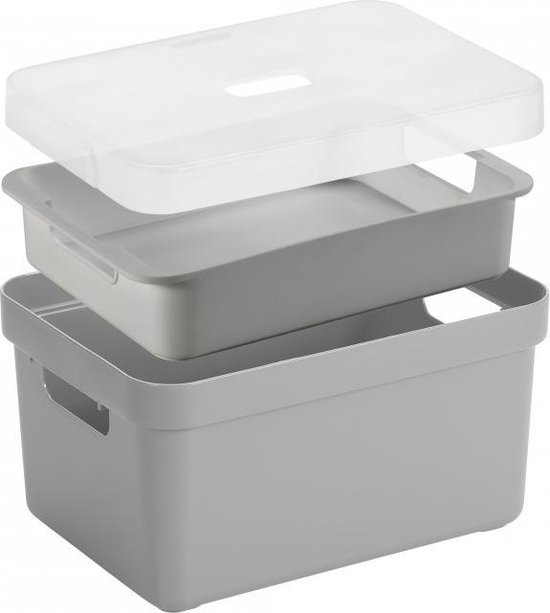 Sunware Sigma Home Set - Box 13l + Tray + Deksel - 35,2 X 25,3 X 18,3 Cm - Lichtgrijs