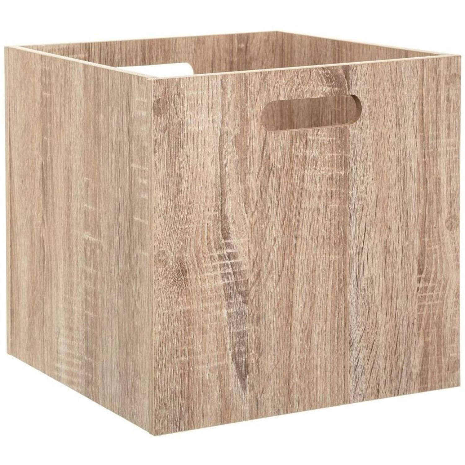 5five - Houten Design Opbergdoos - 30,5 X 30,5 Cm - Eik Hout Natuurkleur - Bruin