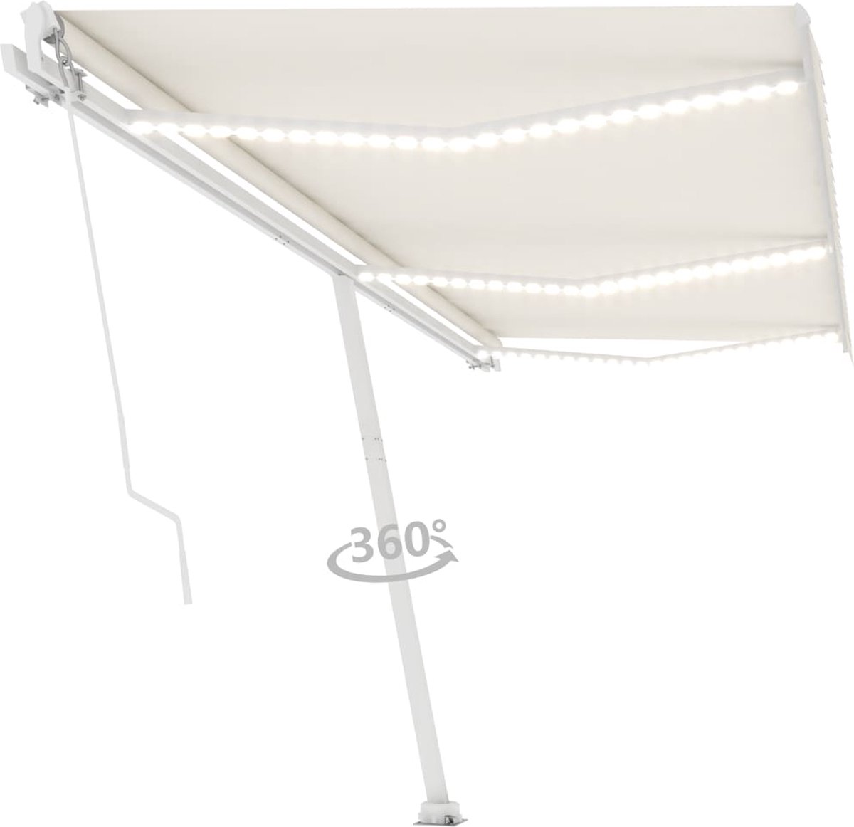Vidaxl Luifel Handmatig Uittrekbaar Met Led 600x300 Cm Crèmekleurig