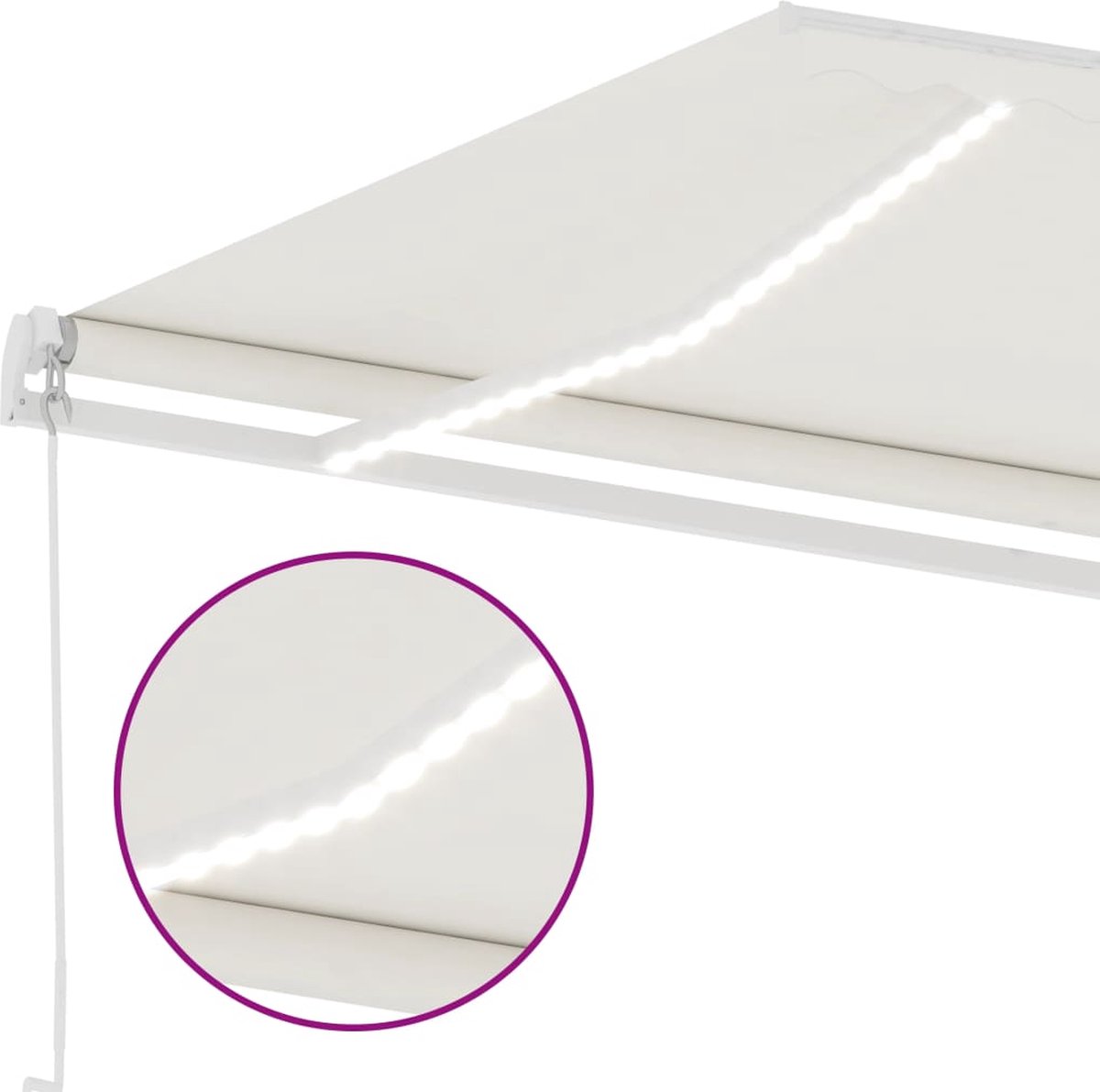 Vidaxl Luifel Handmatig Uittrekbaar Met Led 600x300 Cm Crèmekleurig