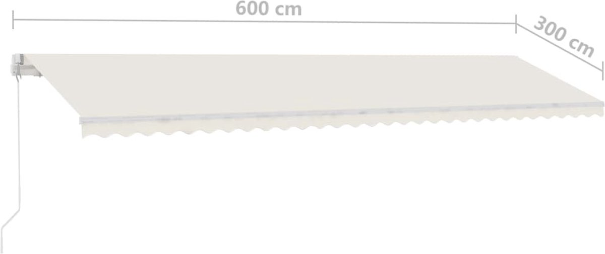 Vidaxl Luifel Handmatig Uittrekbaar Met Led 600x300 Cm Crèmekleurig