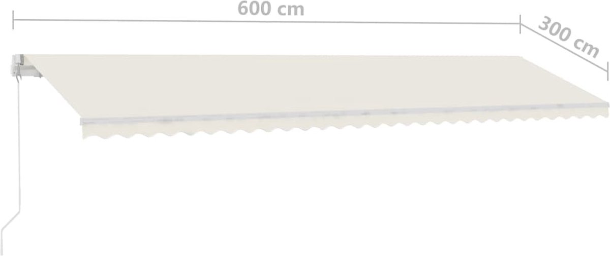 Vidaxl Luifel Handmatig Uittrekbaar Met Led 600x300 Cm Crèmekleurig