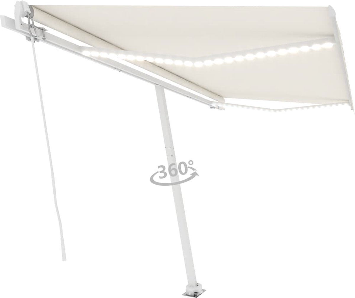 Vidaxl Luifel Handmatig Uittrekbaar Met Led 400x350 Cm Crèmekleurig