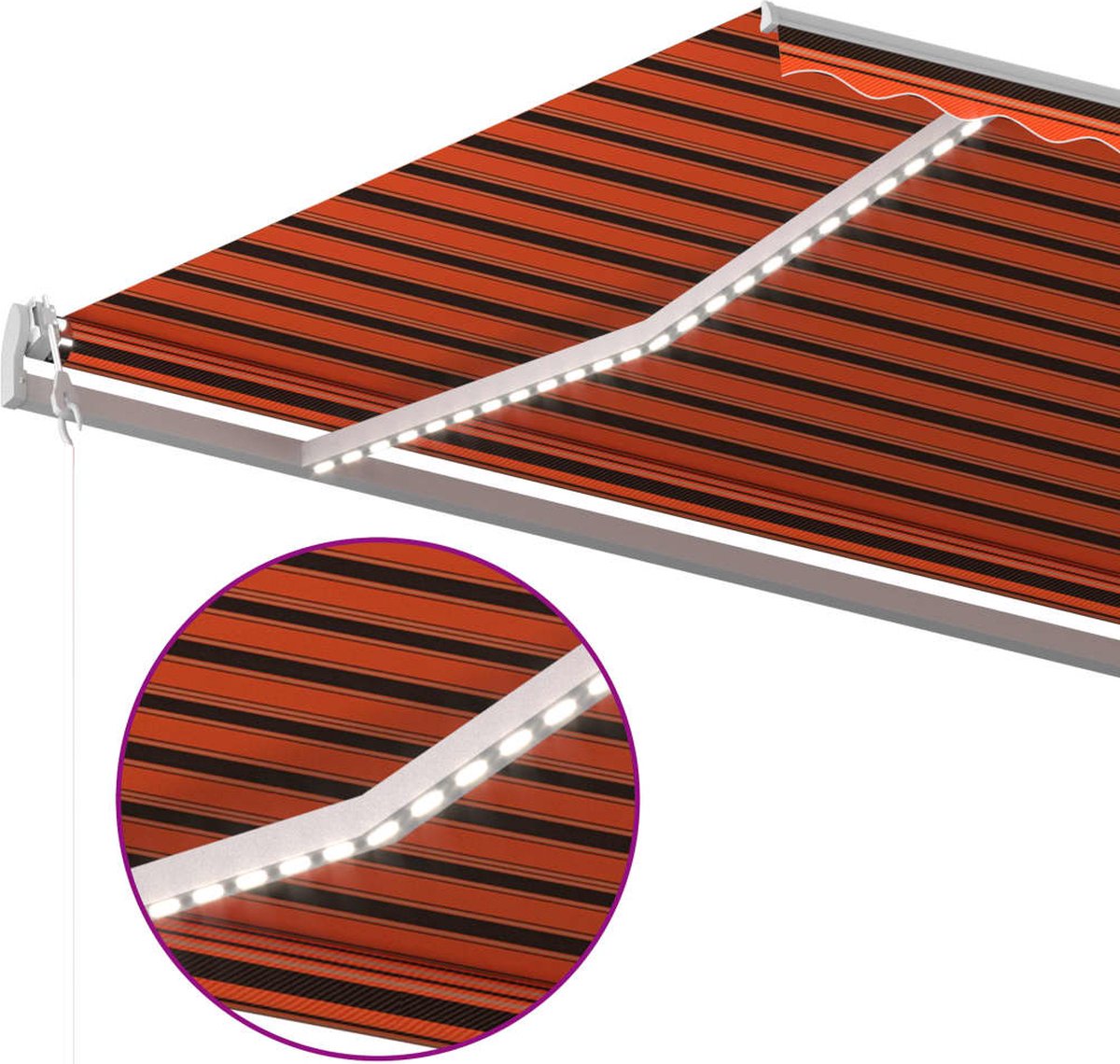 Vidaxl Luifel Handmatig Uittrekbaar Met Led 6x3 M En - Oranje