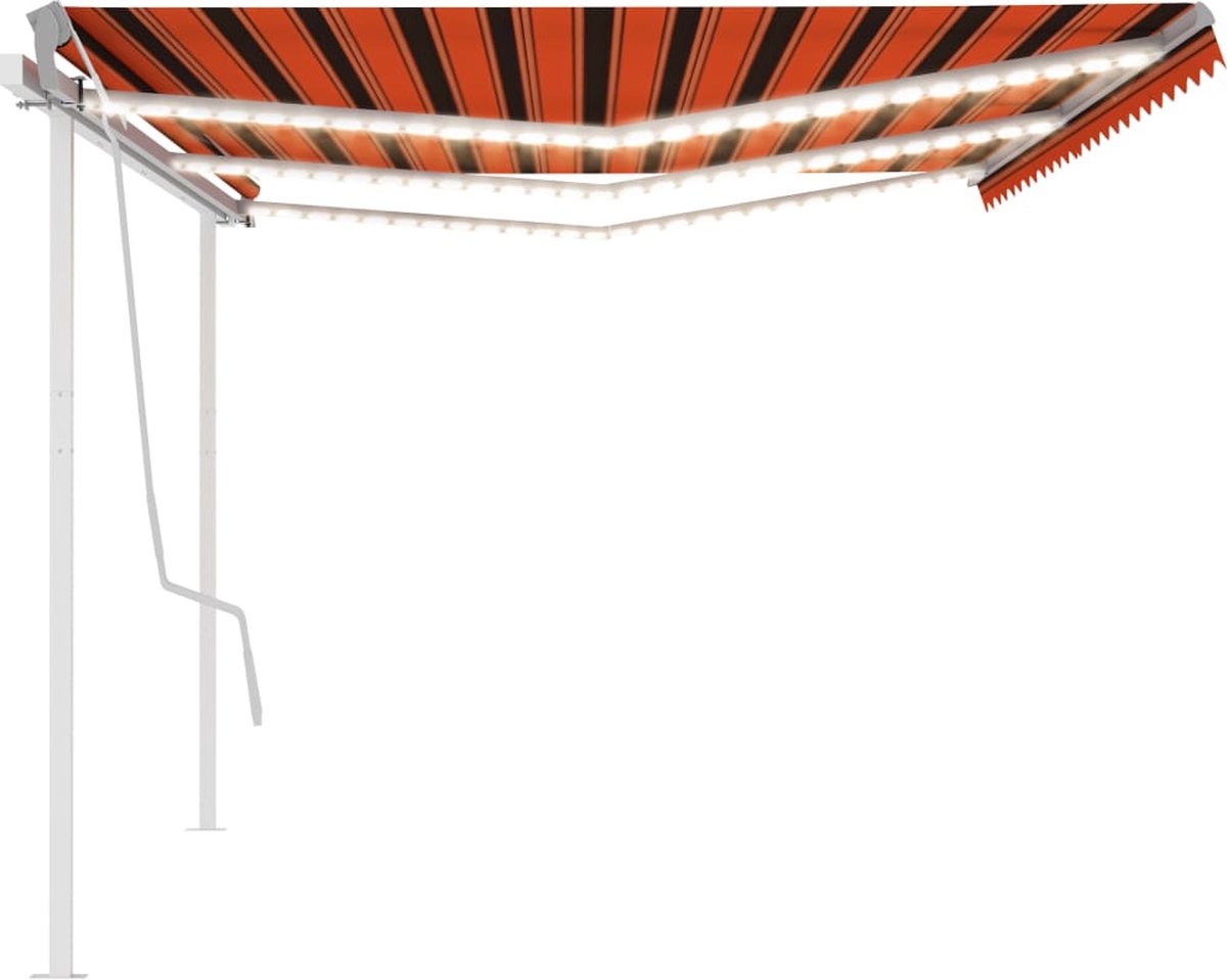 Vidaxl Luifel Handmatig Uittrekbaar Met Led 6x3 M En - Oranje