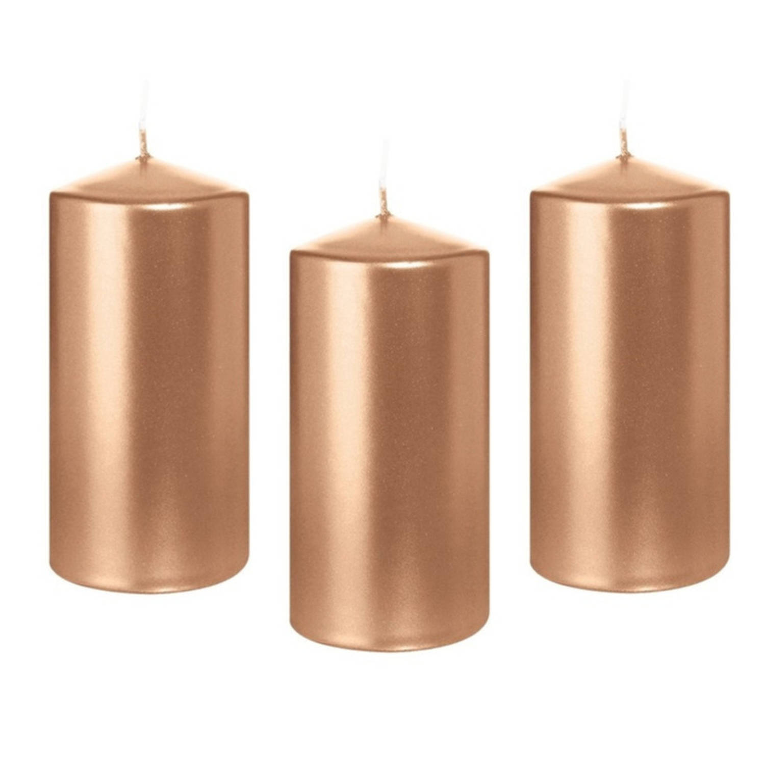 Trend Candles 8x Rosegouden Cilinderkaars/stompkaars 6 X 12 Cm 40 Branduren - Geurloze Rosegoudkleurige Kaarsen - Woondecoraties