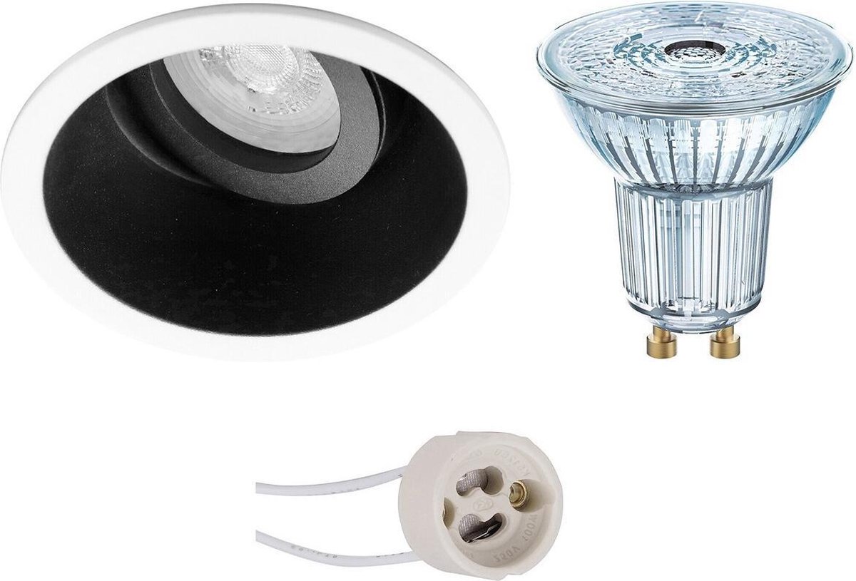 Osram - Led Spot Set - Parathom Par16 930 36d - Pragmi Zano Pro - Gu10 Fitting - Dimbaar - Inbouw Rond - Mat/wit - - Zwart