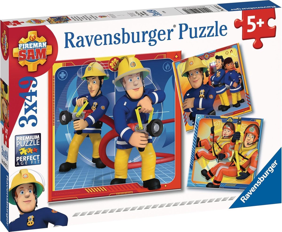 Ravensburger - Puzzels 3x49 Stukjes Onze Held Sam De Brandweerman