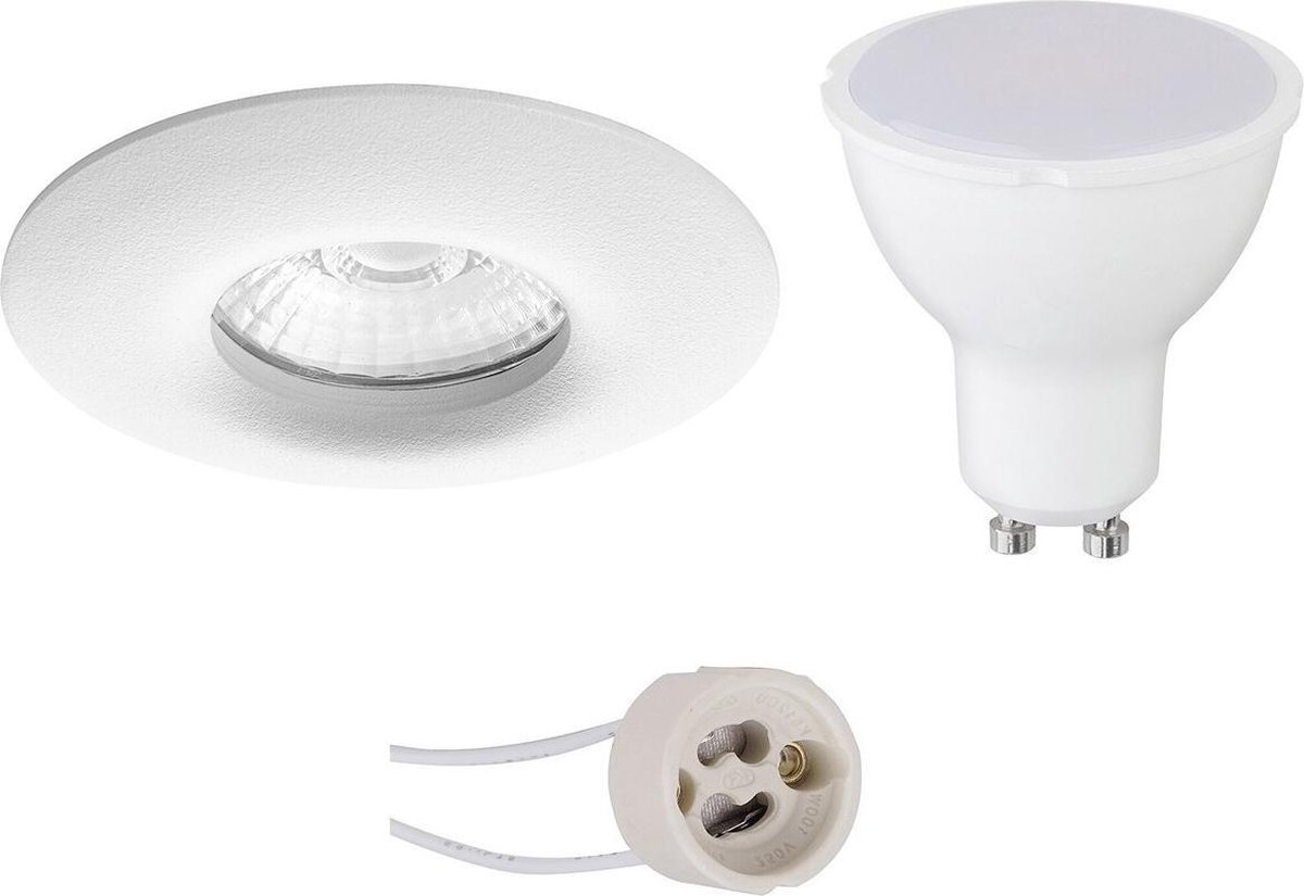 BES LED Led Spot Set - Pragmi Luno Pro - Waterdicht Ip65 - Gu10 Fitting - Inbouw Rond - Mat - 4w - Helder/koud 6400k - - Wit