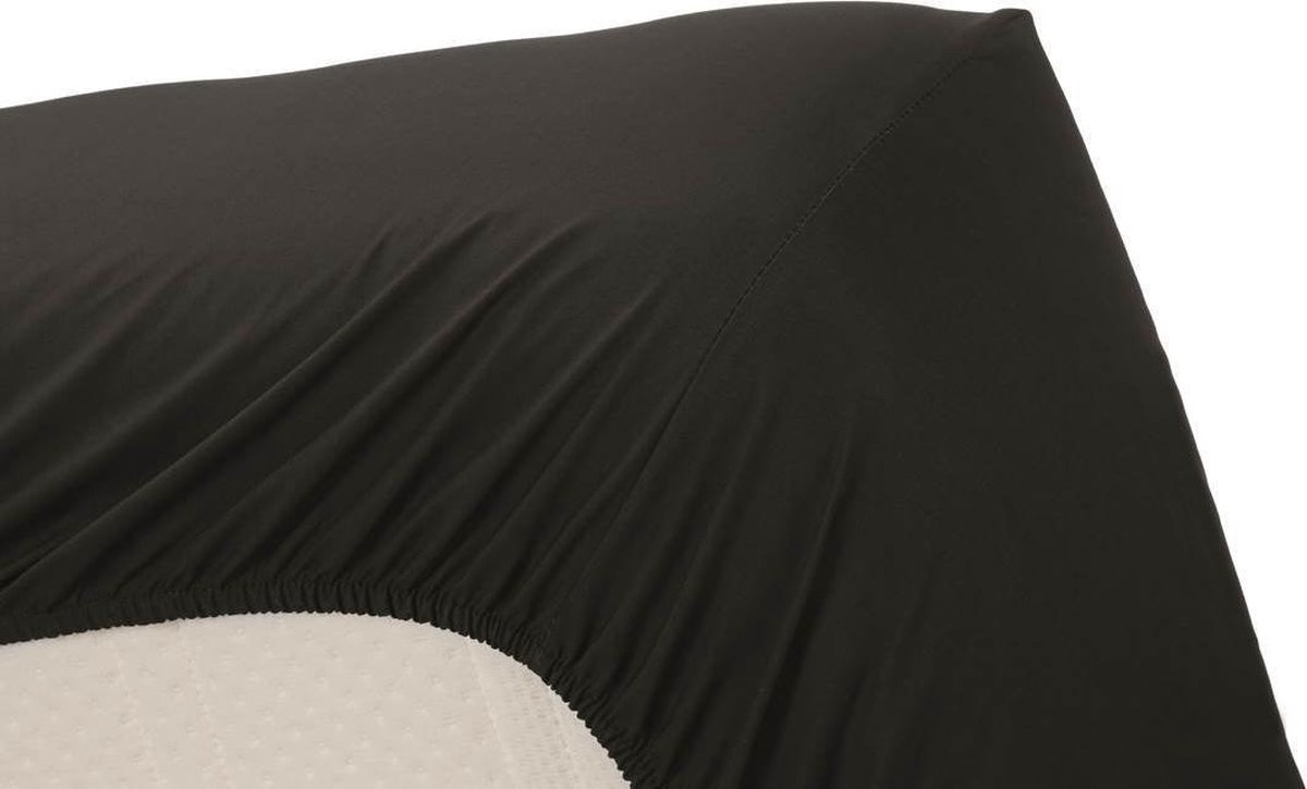AMBIANTE Cotton Uni Hoeslaken - 100% Katoen - 1-persoons (70x200 Cm) - Black - Zwart