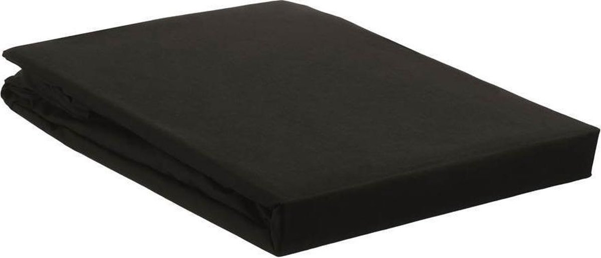 AMBIANTE Cotton Uni Hoeslaken - 100% Katoen - 1-persoons (70x200 Cm) - Black - Zwart