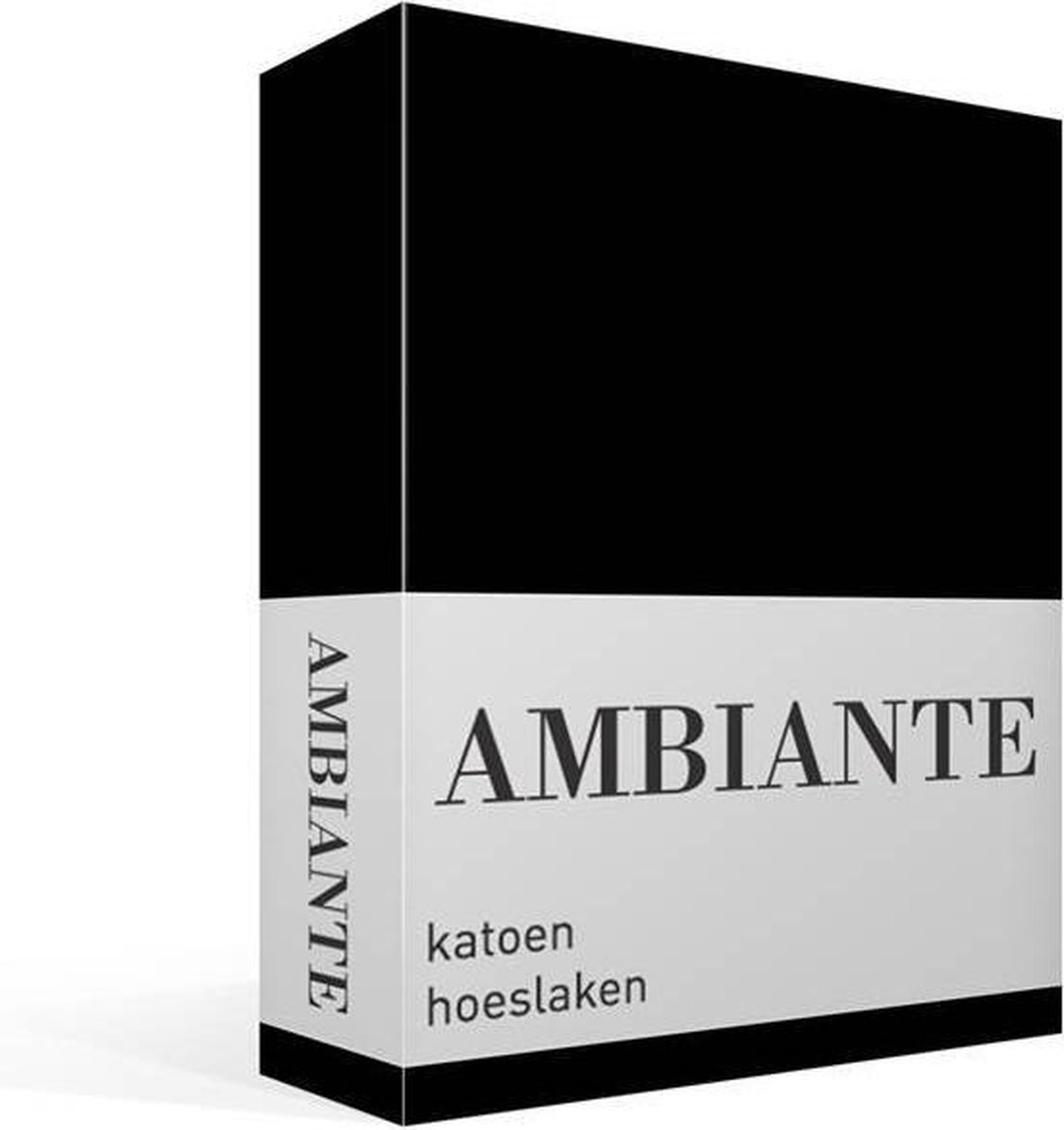 AMBIANTE Cotton Uni Hoeslaken - 100% Katoen - 1-persoons (90x210/220 Cm) - Black - Zwart