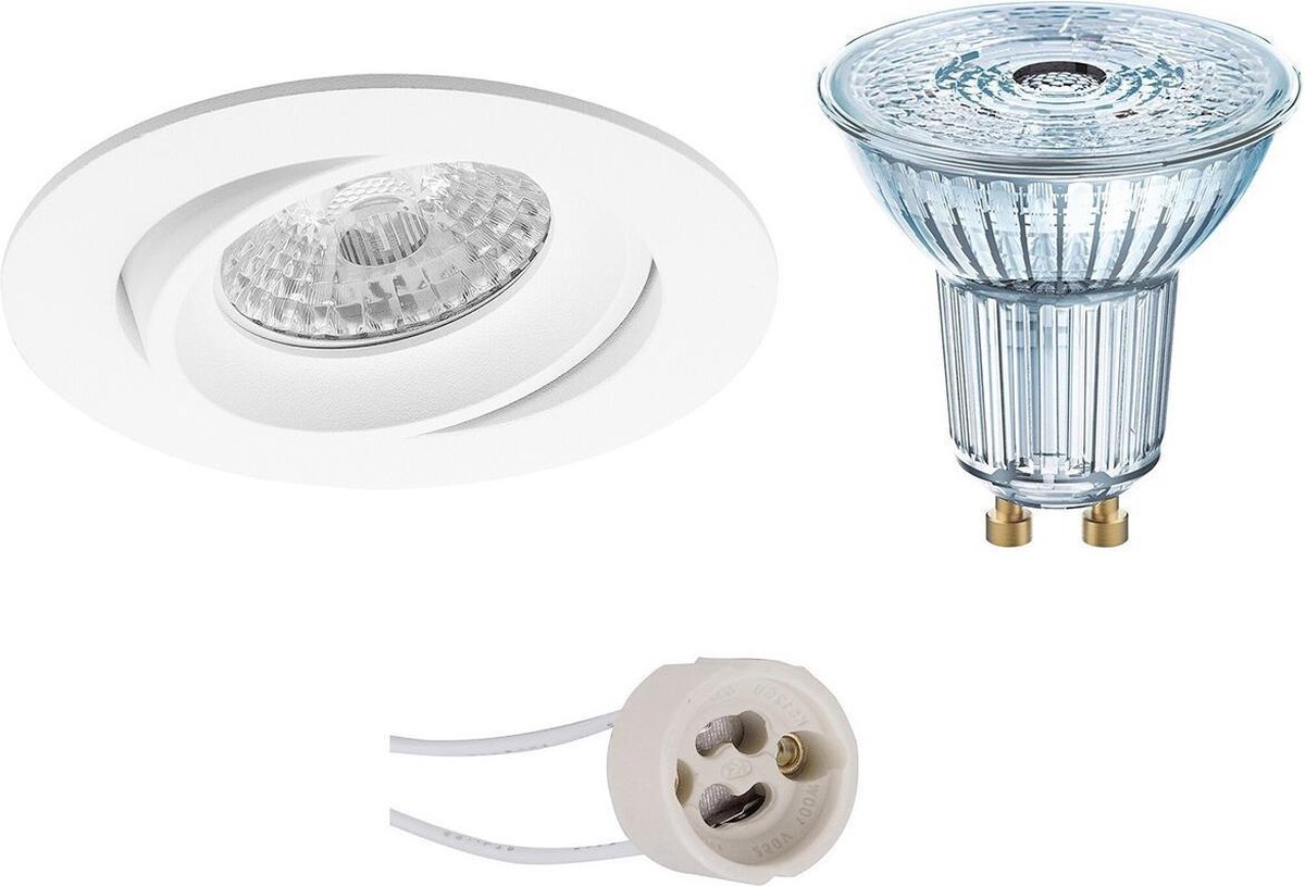 Osram - Led Spot Set - Parathom Par16 930 36d - Pragmi Delton Pro - Gu10 Fitting - Dimbaar - Inbouw Rond - Mat - - Wit