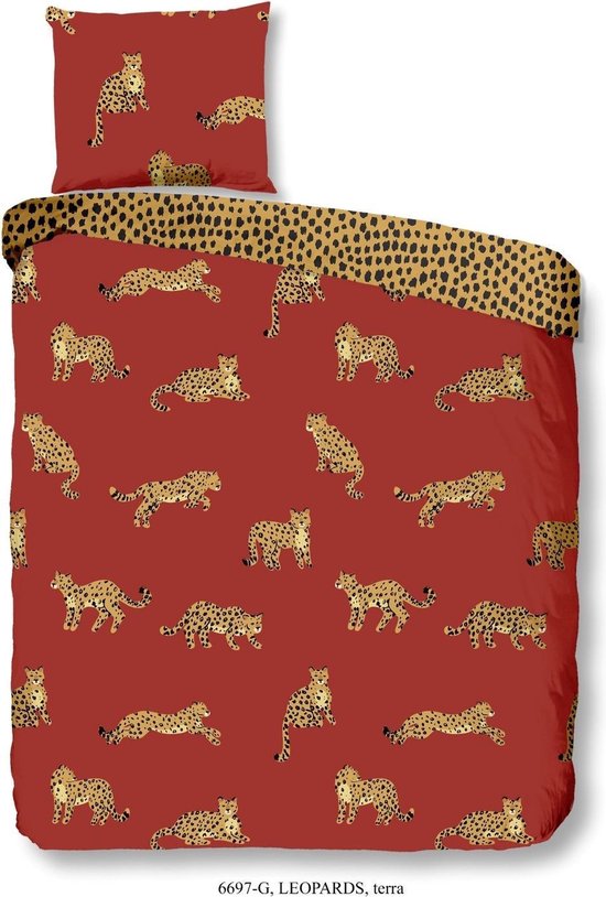 Good Morning Leopards Dekbedovertrek - 1-persoons (140x200/220 Cm + 1 Sloop) - Katoen - Terra - Bruin