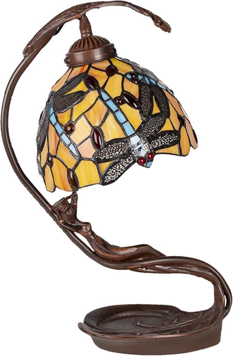 Clayre & Eef Tafellamp Tiffany 28x20x40cm E14/max 1x25w - Geel