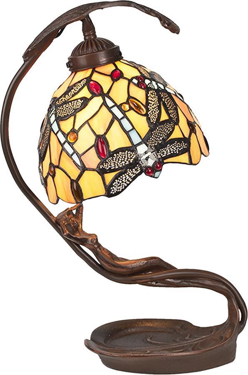 Clayre & Eef Tafellamp Tiffany 28x20x40cm E14/max 1x25w - Geel