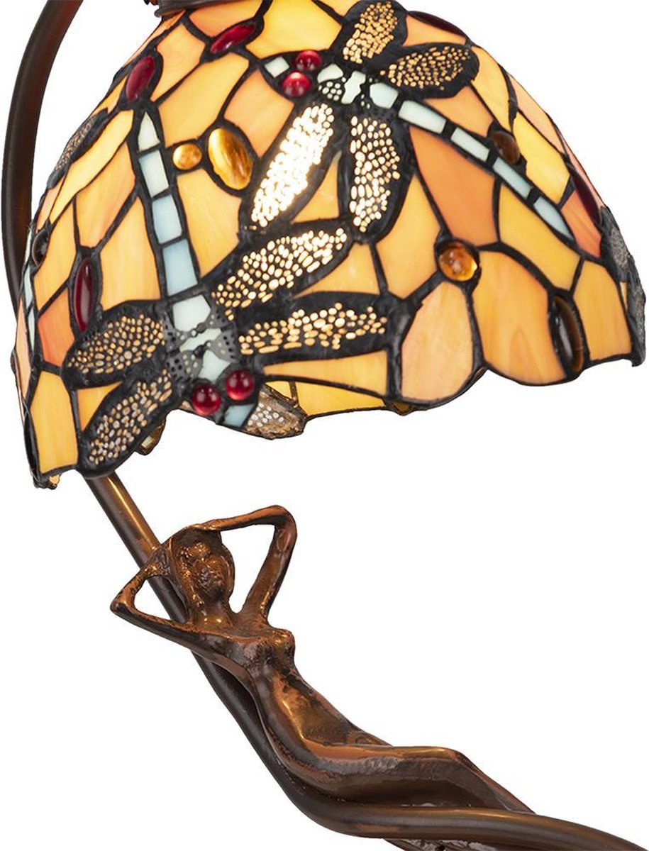 Clayre & Eef Tafellamp Tiffany 28x20x40cm E14/max 1x25w - Geel