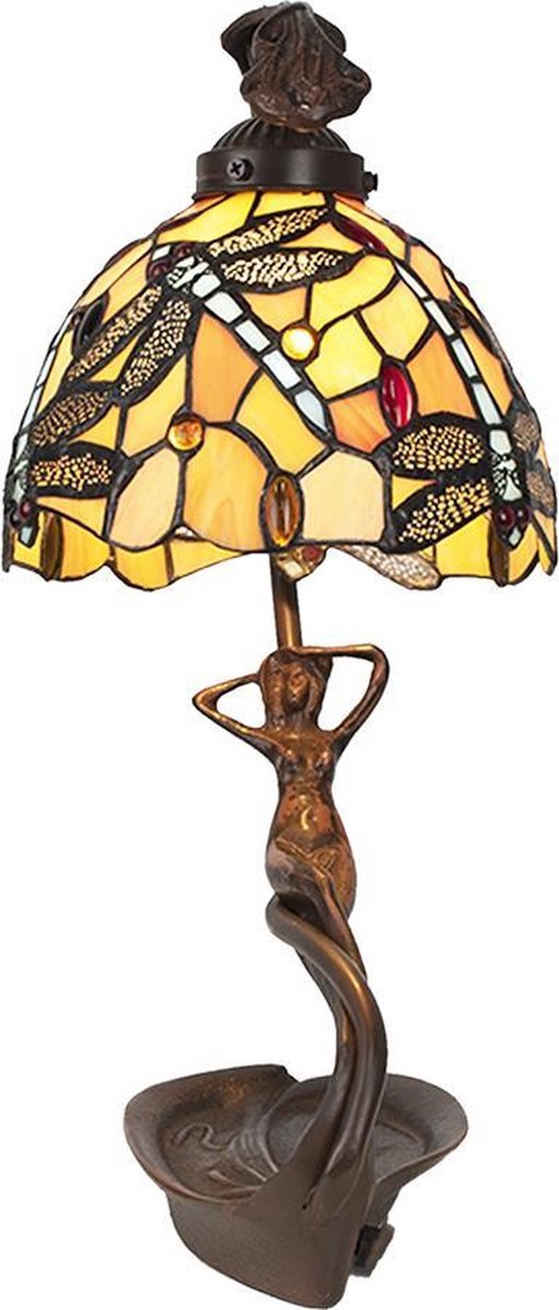Clayre & Eef Tafellamp Tiffany 28x20x40cm E14/max 1x25w - Geel