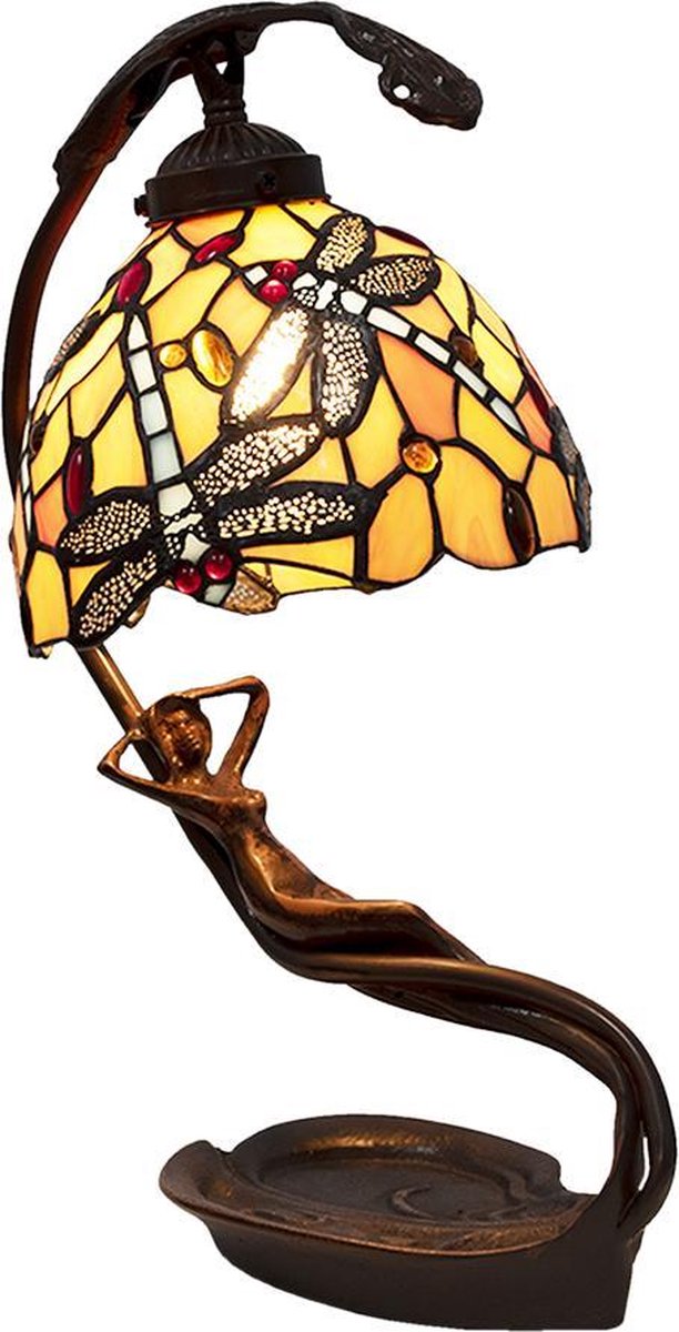 Clayre & Eef Tafellamp Tiffany 28x20x40cm E14/max 1x25w - Geel