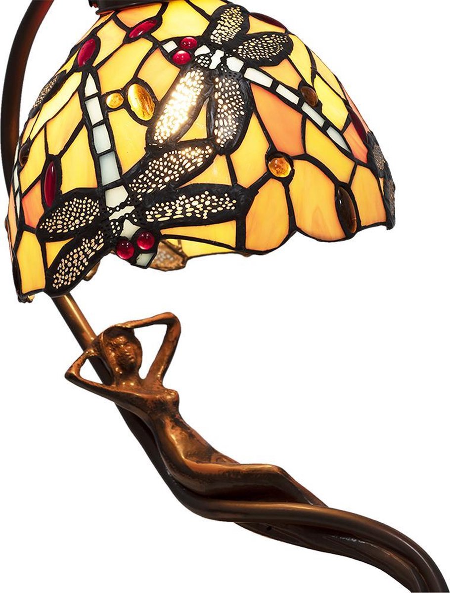 Clayre & Eef Tafellamp Tiffany 28x20x40cm E14/max 1x25w - Geel